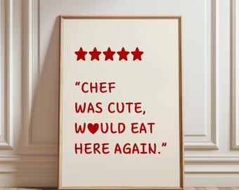 Impresión de Chef Was Cute, póster de Chef Was Cute Comería aquí nuevamente, decoración de cocina estética, arte de pared de cocina, arte de pared de moda, descarga digital