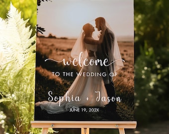 Photo Wedding Welcome Sign Template, Welcome Wedding Board, Minimalist Wedding Welcome Sign, Custom Wedding Poster, Wedding Reception Poster
