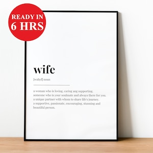 Wife Definition Print | Printable Wall Art Print | Definition Print | Quote Print | Custom Print | Gift for Wife | Wife Gift | Wife Print