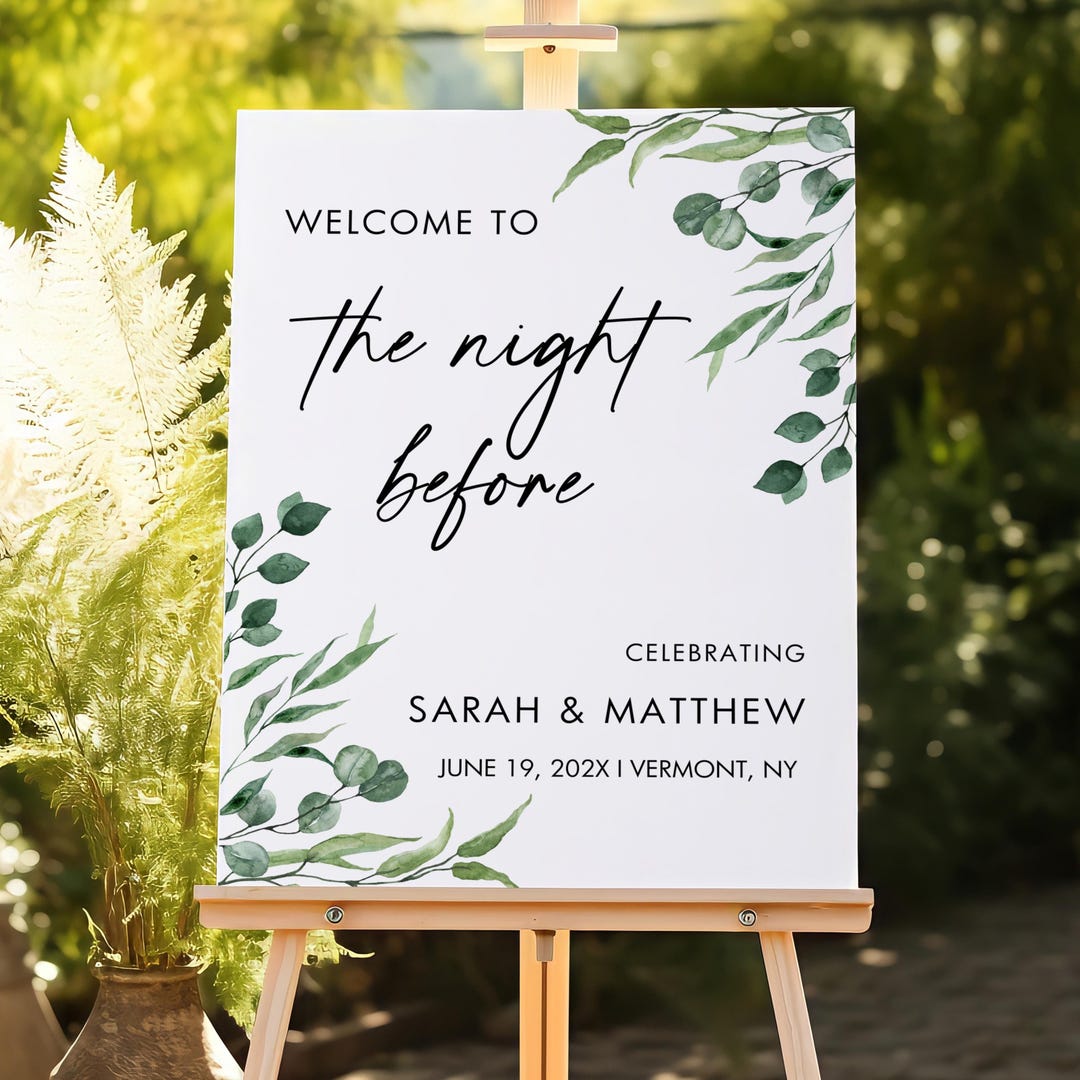 The Night Before Welcome Sign Template, Rehearsal Dinner Welcome Sign ...