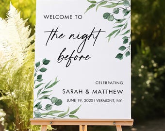 The Night Before Welcome Sign Template, Rehearsal Dinner Welcome Sign, Wildflower Welcome Sign, Wedding Rehearsal Sign, Night Before Wedding