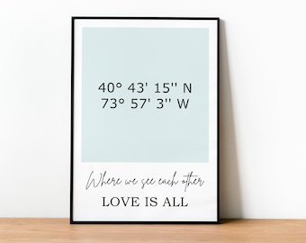Personalized Coordinates Custom Print, Location Coordinates Print, Valentine's Day Gift Customizable Digital Gift, Gift For Him Her Couple