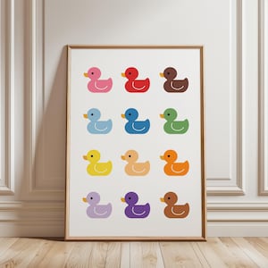 Rubber Ducks Bathroom Wall Art, Duck Bath Print, Restroom Wall Art, Duck Bathroom Poster, Duck Nursery Art, Bathroom Decor, Digital Download