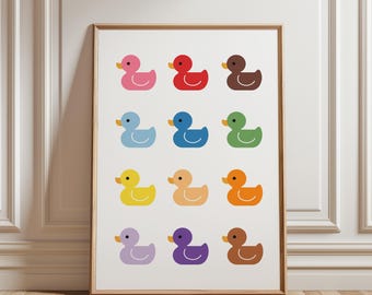 Rubber Ducks Bathroom Wall Art, Duck Bath Print, Restroom Wall Art, Duck Bathroom Poster, Duck Nursery Art, Bathroom Decor, Digital Download