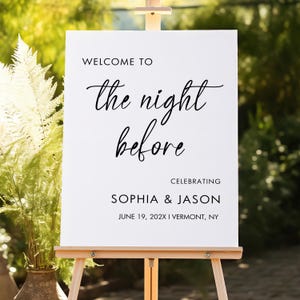 The Night Before Welcome Sign Template, Rehearsal Dinner Welcome Sign, Minimalist Welcome Sign, Wedding Rehearsal Sign, Night Before Wedding