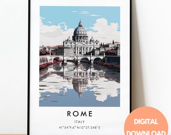 Rom Reise Poster, Italien Poster, Rom Reise Poster, Italien Poster, Rom Poster, Reisedrucke, Rom Poster, Rom Poster, Rom Wand Kunst, Rom Reise Poster