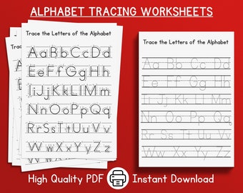 Alphabet Tracing Worksheets | Handwriting Letters Tracing | ABC Tracing Workbook | Alphabet Trace | Educational Poster | Preschool Worksheet