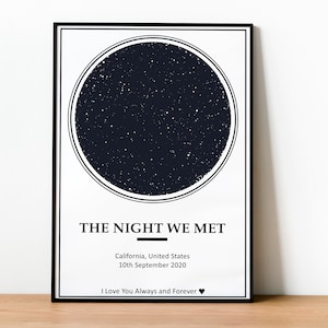 Mappa stellare digitale personalizzata, regalo di anniversario per data speciale, regalo di nozze, stampa del cielo notturno, poster della mappa stellare, costellazione, regalo personalizzato