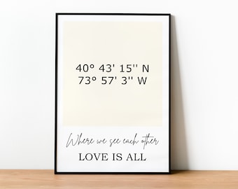 Personalized Coordinates Custom Print, Location Coordinates Print, Valentine's Day Gift Customizable Digital Gift, Gift For Him Her Couple