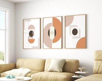 Boho Abstract Wall Art Print Set of 3, Boho Print, Boho Wall Art, Boho Set of 3, Abstract Poster, Minimalist Wall Set, Boho Neutral Wall Art