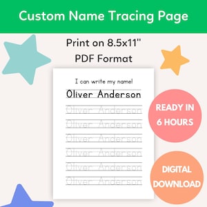 I Can Write My Name, Custom Name Tracing Sheet, Handwriting Practice, Personalized Name Trace, Name Tracing Sheet, Preschool Sheets, Tracing