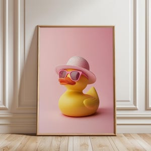 Cute Rubber Duck Bathroom Wall Art Decor, Pink Duck Art, Duck Bath Print, Funny Pink Rubber Bathroom Art, Rubber Poster, Digital Download