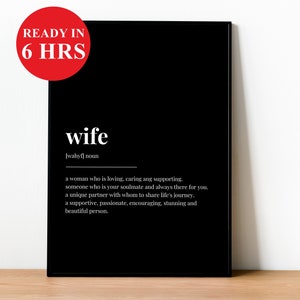 Wife Definition Print | Printable Wall Art Print | Definition Print | Quote Print | Custom Print | Gift for Wife | Wife Gift | Wife Print
