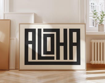 Aloha Print, Summer Decor, Beach House Poster, Coastal Typography Wall Art, Tropical Hawaii Artwork, Vacation Style, Digital Download