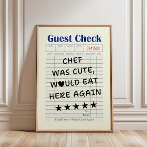 Impresión de Chef Was Cute, registro de invitados, Chef Was Cute comería aquí nuevamente, arte de pared de cocina, decoración de cocina, póster de comedor, arte de pared de moda