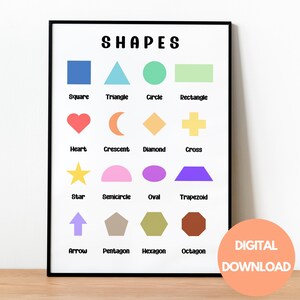 Shapes Poster, Educational Wall Art, Classroom Poster, Educational Poster, Educational Prints, Kids Wall Art, Geometric Shapes