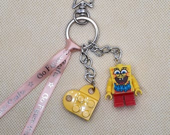 Beach Spongebob Squarepants, minifigure Bag Charm. Personalised attachment available.