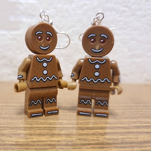 Christmas Gingerbread People minifigure earrings.