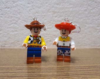 Toy Story Woody and Jessie minifigure earrings.