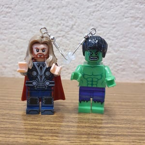 Thor and Hulk minifigure earrings.