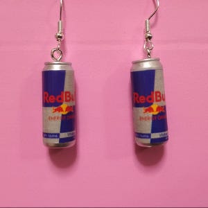 Redbull style minifigure earrings.
