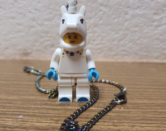 Purple Unicorn Minifigure 19 inch necklace.