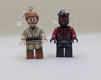 Star Wars. Orecchini con le minifigure di Darth Maul e Obi-Wan Kenobi.