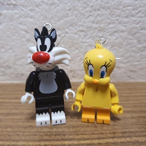Sylvester and Tweety minifigure earrings.