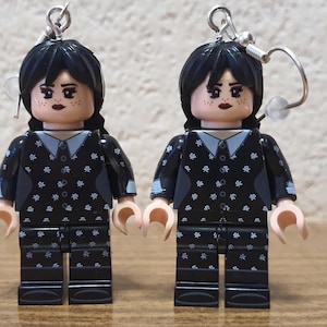 Wednesday Addams minifigure earrings.