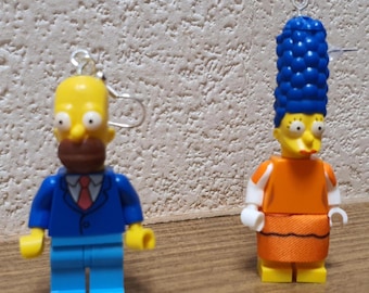 Fancy Homer and Marge Simpson minifigure earrings.