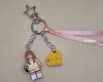 Pop star inspired, Fearless era, minifigure Bag Charm. Personalised attachment available.