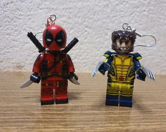 Deadpool und Wolverine Minifigur Ohrringe.