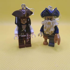 Pirates of the Caribbean, Jack sparrow and Davy Jones minifigure earrings.