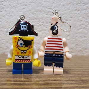 SpongeBob SquarePants and Patrick Star minifigure earrings.