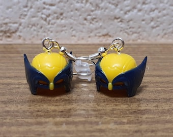Wolverine's helmet minifigure earrings.