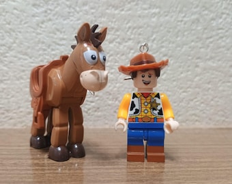 Toy Story Woody and Bullseye minifigure earrings.