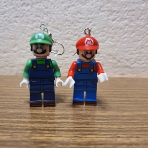 Mario and Luigi, Super Mario, minifigure earrings.
