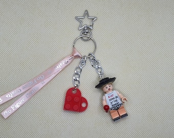 Pop star inspired, Red era, minifigure Bag Charm. Personalised attachment available.
