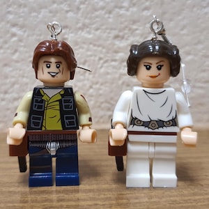 Star Wars. Han Solo and Princess Leia minifigure earrings.