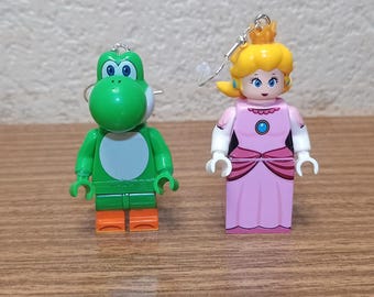 Yoshi and Princess Peach, Super Mario, minifigure earrings.
