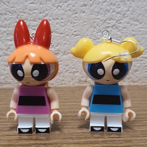 Powerpuff girls, Blossom and Bubbles minifigure earrings.