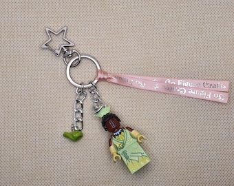 Princess and the Frog, Tiana, minifigure Bag Charm. Personalised attachment available.