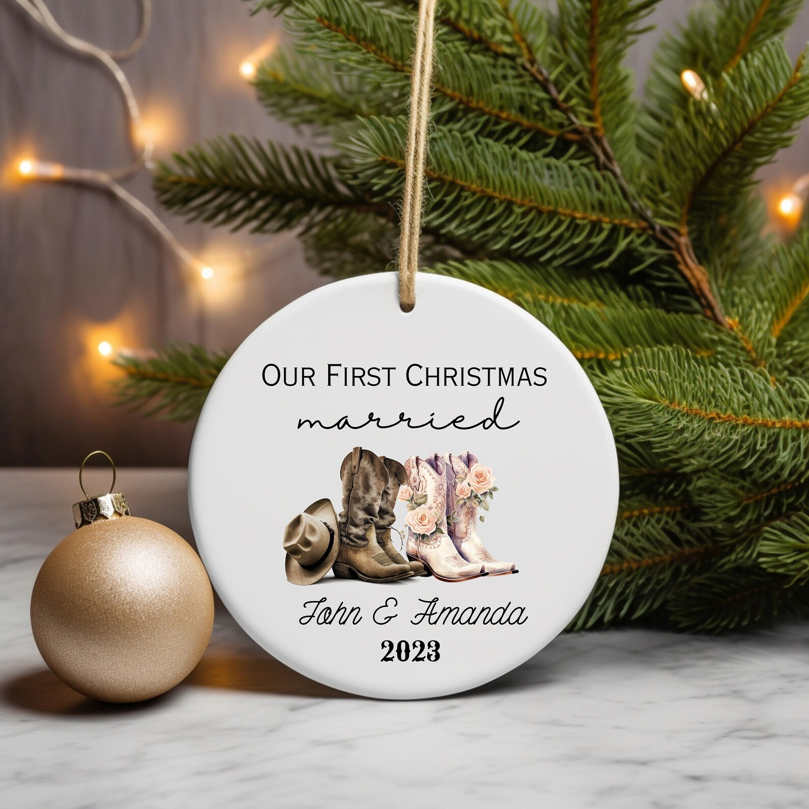 First christmas married ornament