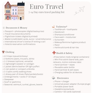 Ultieme Europa-paklijst afdrukbare reischecklist voor avontuur in Europa