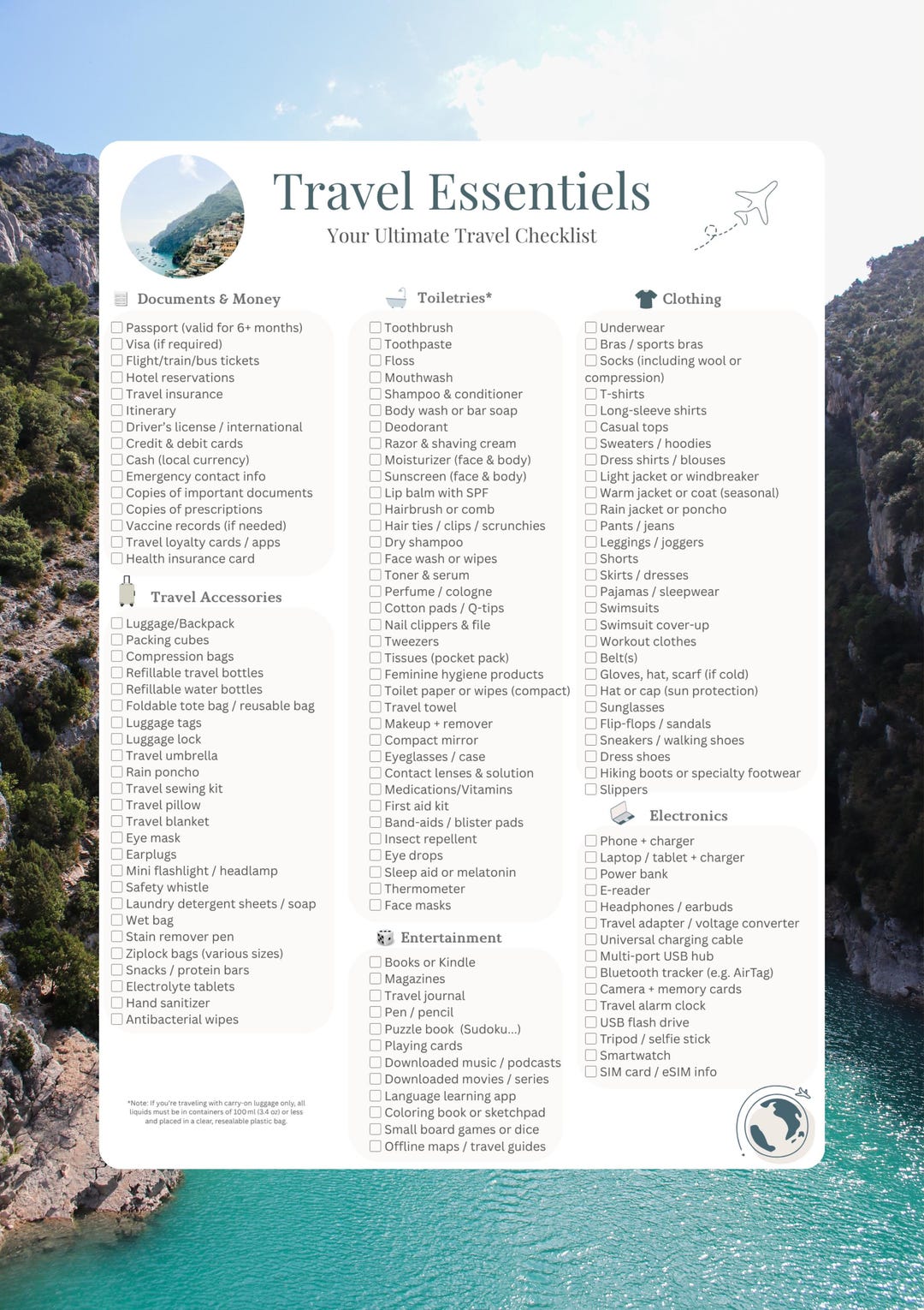 Travel Essential List.pdf Travel Essentials - Printable Packing List for Every Trip - Etsy