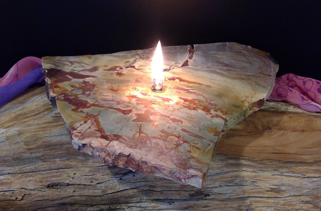 Porcelain Jasper Oil Lamp Rock Candle, Porcelain Jasper, Rock Oil Lamp