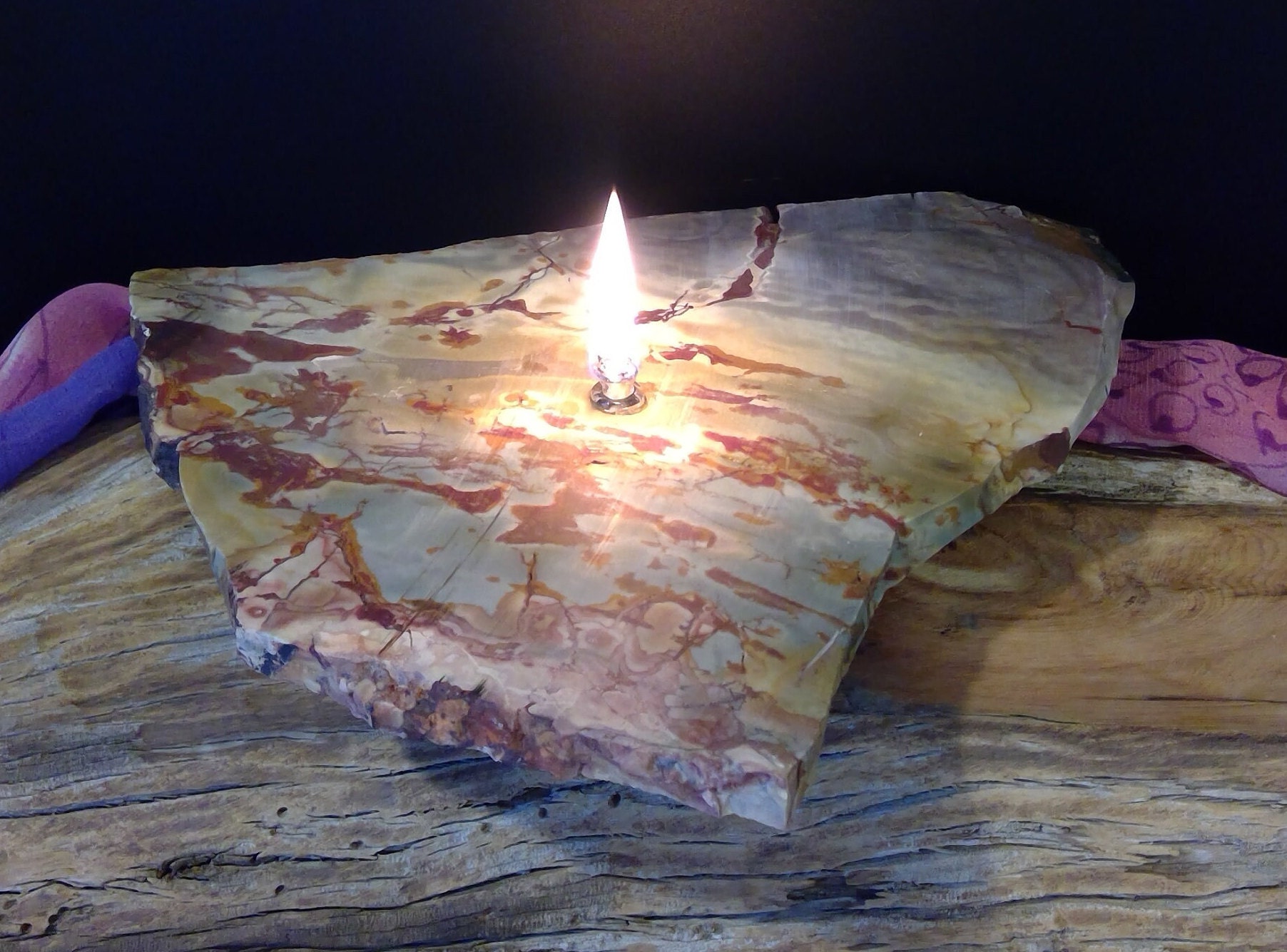Porcelain Jasper Oil Lamp Rock Candle, Porcelain Jasper, Rock Oil Lamp