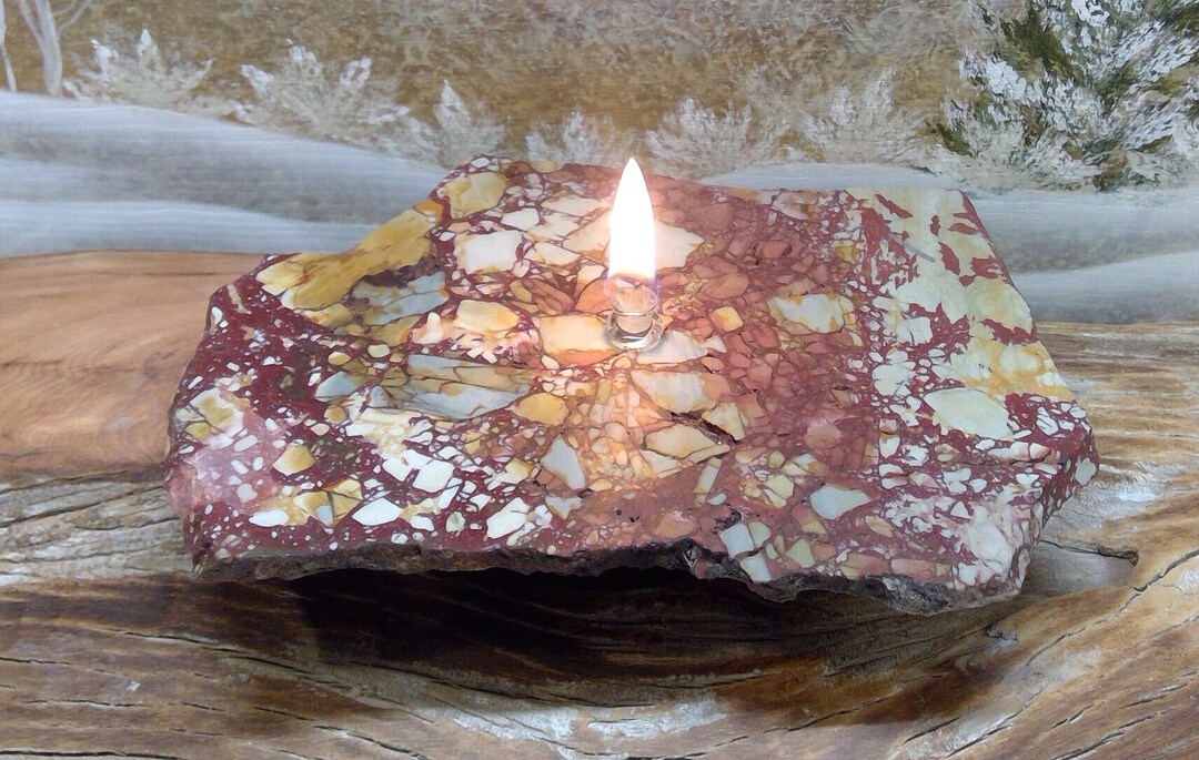 Porcelain Jasper Rock Oil Lamp Candle, Porcelain Jasper, Oil Lamp