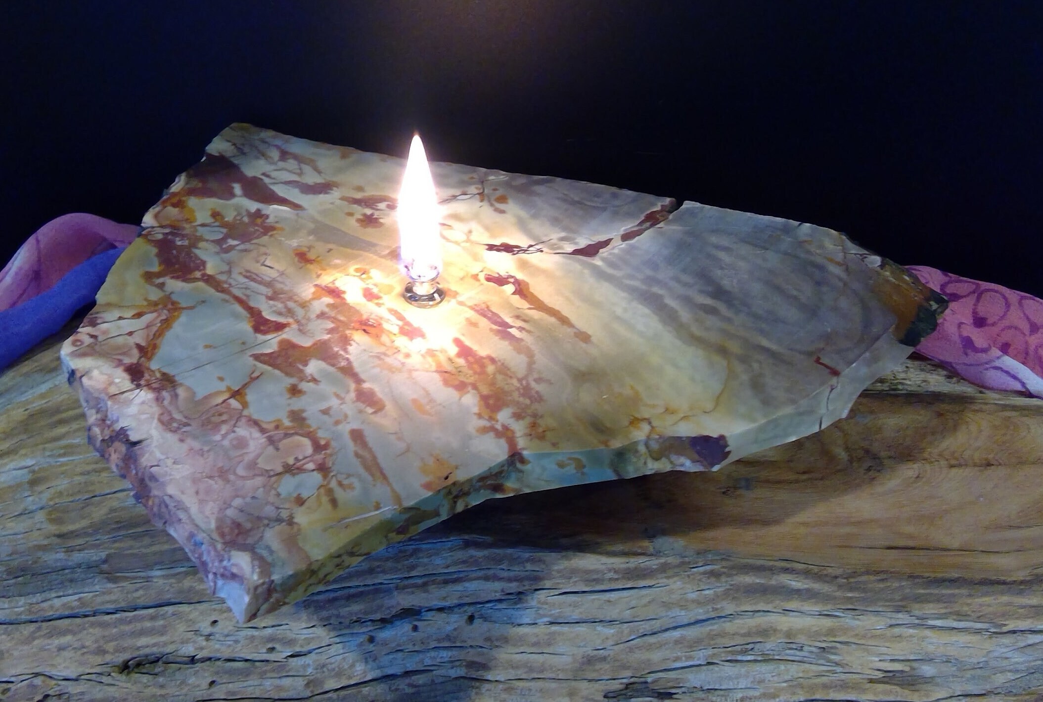 Porcelain Jasper Oil Lamp Rock Candle, Porcelain Jasper, Rock Oil Lamp