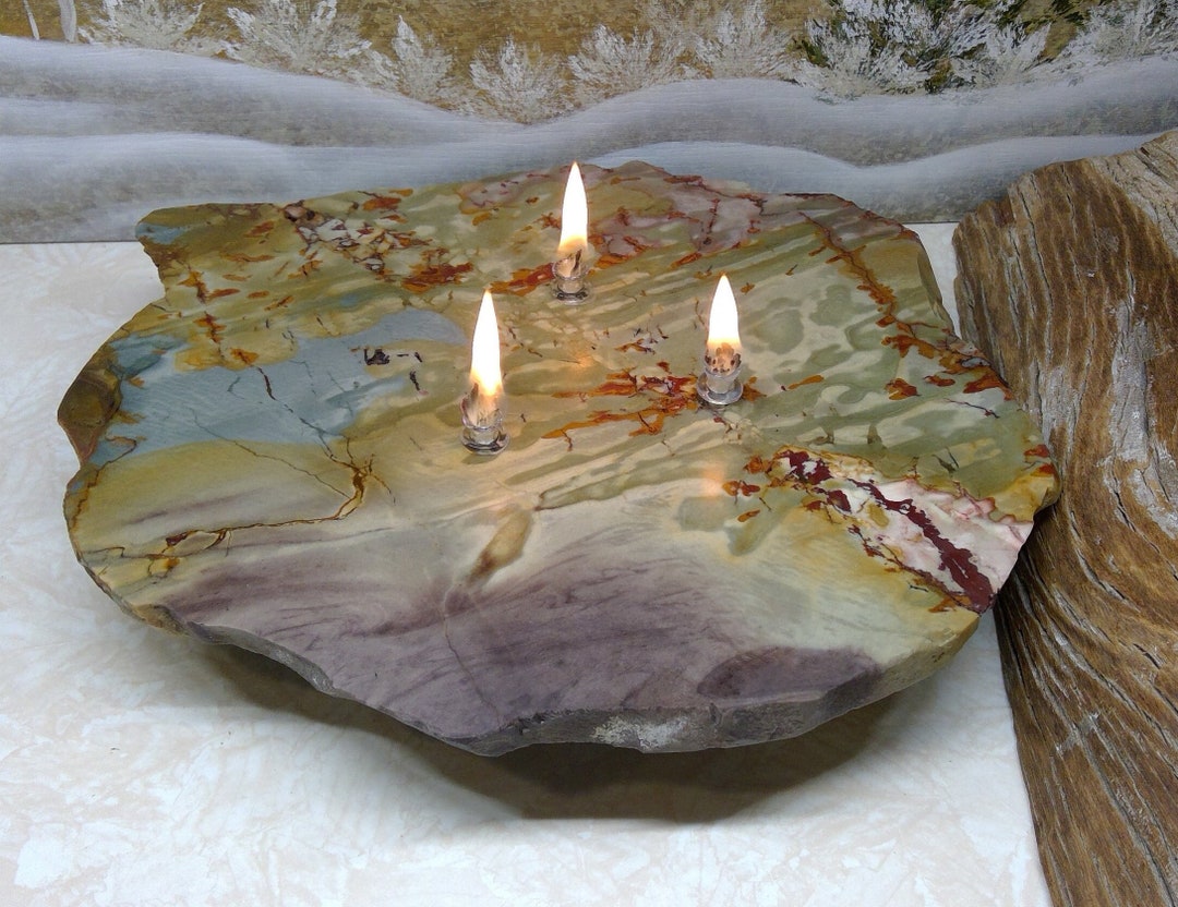 Porcelain Jasper Stone Oil Lamp Candle, Porcelain Jasper, Rock Oil Lamp